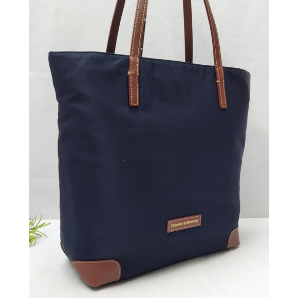 Dooney & Bourke Blue Nylon Double Handles Zipper Tote Shoulder Bag - Picture 3 of 16